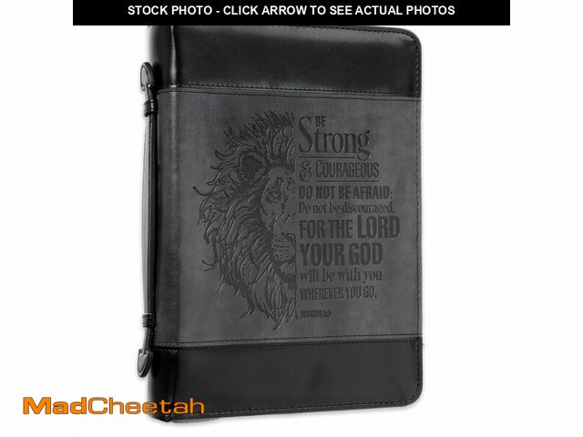 Lot 74-14057976 - Christian Art Gifts Classic Faux Leather Bible Cover for Men and Women: Be Strong and Courageous - J...
