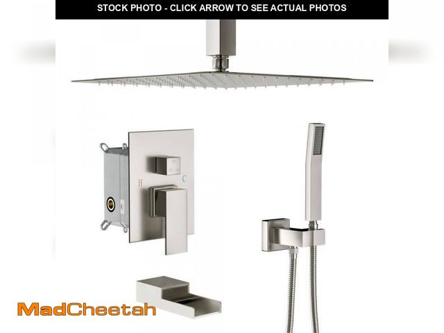 Lot 74-12365291 - LORDEAR 1.8 GPM Single Handle 3-Spray High Pressure Tub and Shower Faucet with 16in.Shower Head in B...