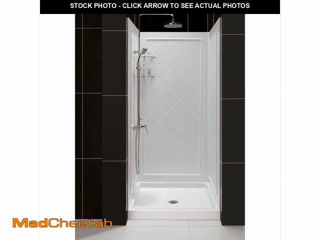 Lot 74-12571215 - (MISSING PIECES) DreamLine 36 in. D x 36 in. W x 76 3/4 in. H Center Drain Acrylic Shower Base and Q...