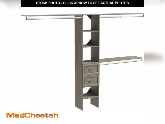 Lot 74-13072124 - ClosetMaid SuiteSymphony Wood Closet Organizer Kit with Tower, 3 Hang Rods, Top Shelves, 2 Drawers, ...