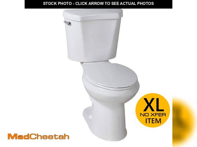 Lot 74-14589462 - Glacier Bay 10 in. Rough In 2-Piece 1.28 GPF Single Flush Round Toilet in White, Seat Included N2428...