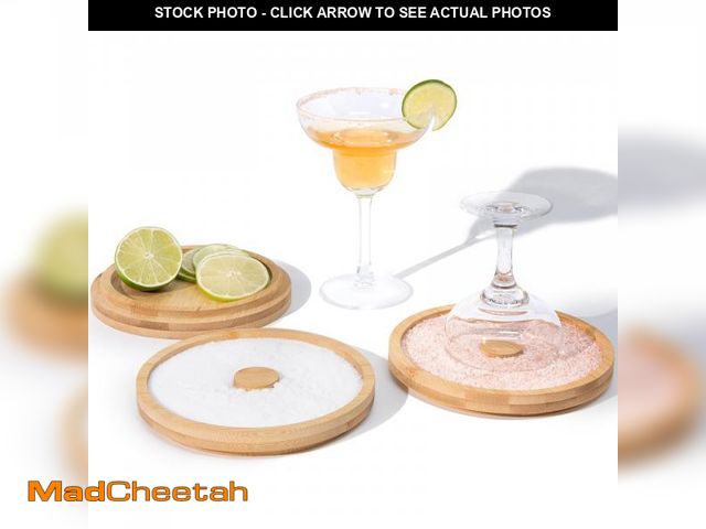 Lot 74-12312623 - SCUNDA 5.7" Bamboo Margarita Salt Rimmer Set, 3 Tier Bar Glass Rimmer for Cocktails, Cocktail Glass ...