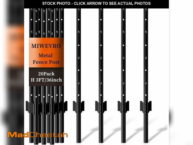 Lot 74-13926761 - 20 Pack Garden Fence Post, 3 Feet Heavy Duty Metal U-Post for Wire Fence, No Dig Garden Fence Stakes...