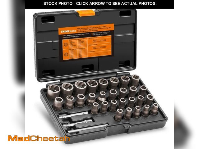 Lot 74-13996771 - THINKWORK Bolt Extractor Kit, 32-Piece Nut Extractor Socket Set, 1/4" &amp; 3/8" Drive Rounded Bolt ...