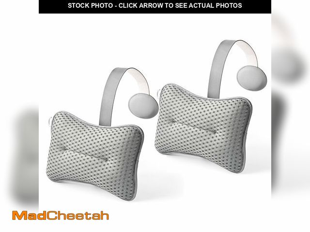 Lot 74-14148618 - HUGABOW 2-Pack Large Pillow for Hot Tub (Grey), Spa, and Chaise Lounge - Universal Headrest &amp; Ne...