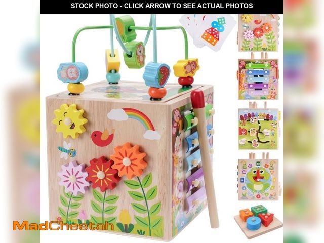 Lot 74-11559042 - Wooden Activity Cube  Montessori Toys for 1 2 3 Year Old Toddlers  One Year Old 1st First Birthday G...