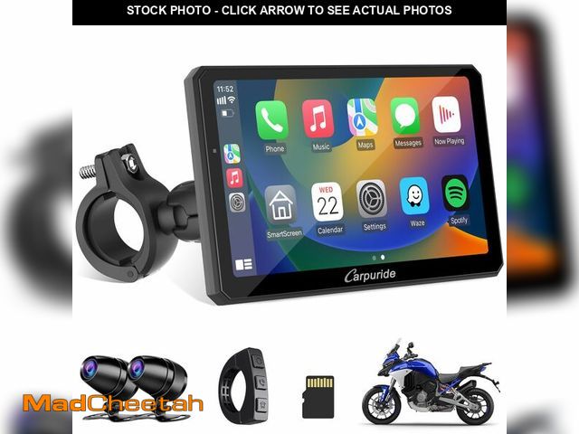 Lot 74-12699244 - Carpuride W712D Motorcycle Carplay Screen with HD 1080 Dual Dash Cam, Wireless Car Play and Android ...