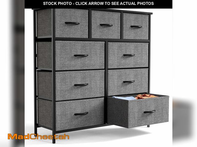 Lot 74-14584932 - edx Fabric Dresser for Bedroom 9 Drawer, Grey - UNUSED