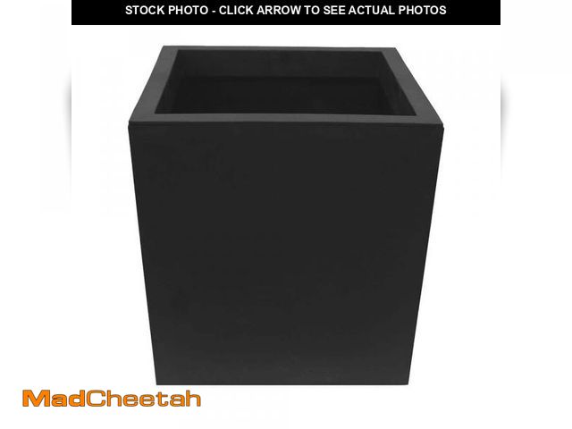 Lot 74-12365663 - Vigoro Citadel Cube 14 in. x 14 in. Slate Rubber Self-Watering Planter - UNUSED