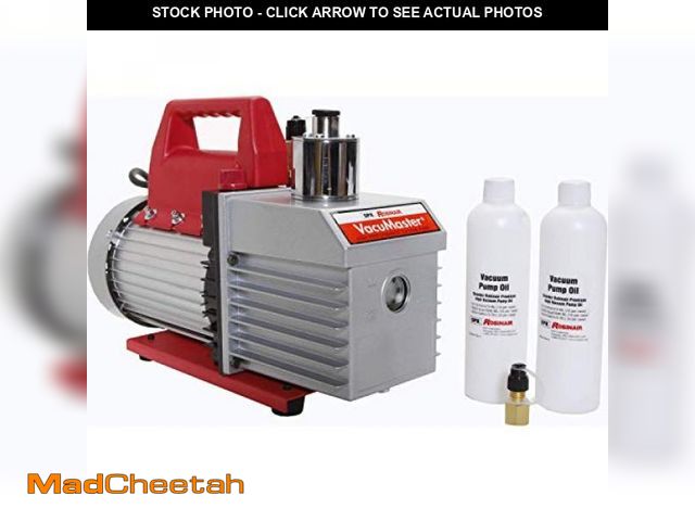 Lot 74-12283631 - Robinair 15800 VacuMaster Economy Vacuum Pump - 2-Stage, 8 CFM, CHROME,Red/Silver - UNUSED