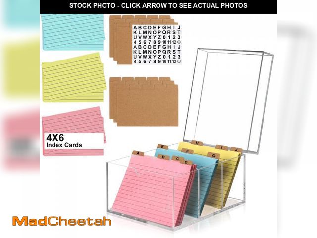 Lot 74-12176552 - 4x6 Index Card Holder Acrylic Index Card Organizer Clear Index Card Box Flash Card Holder with 5 Ind...