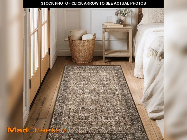 Lot 74-13719402 - RYB HOME Machine Washable Throw Rug 3x5ft for Enter Door Area, Soft Wool Stain Resistant Non Slip Th...