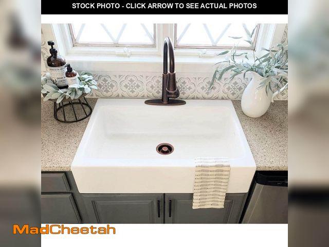 Lot 74-13778610 - SINKOLOGY Josephine 34 in. 3-Hole Quick-Fit Farmhouse Apron Front Drop-in Single Bowl Matte White Fi...