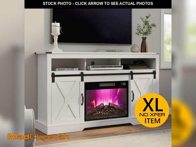 Lot 74-12689712 - RoyalCraft Farmhouse Fireplace TV Stand for 65+ Inch TV, Entertainment Center with 23" Electric Fire...