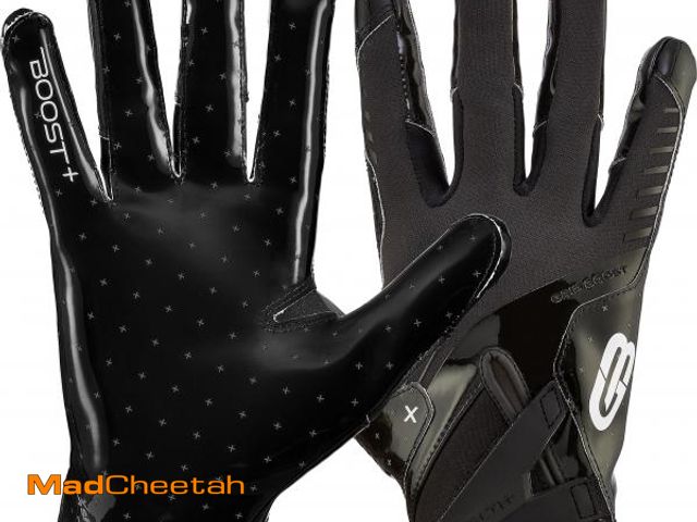 Lot 74-11550693 - Grip Boost Youth Football Gloves Solid Stealth 6.0 Boost Plus Kids Receiver Gloves (Solid Black, You...