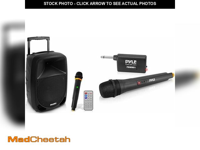 Lot 74-14357915 - (MISSING MICROPHONE,RECEIVER) Pyle 1000W Portable Bluetooth PA Speaker &amp; VHF Wireless Microphone...