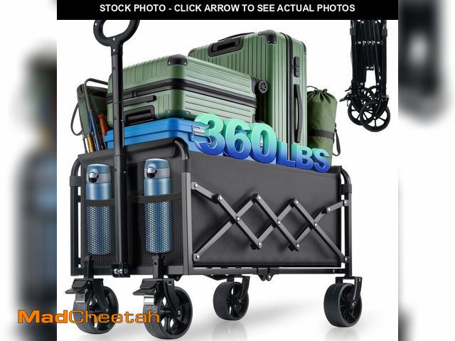 Lot 74-13541631 - Collapsible Wagon Cart Foldable with Breakes - 360 LBS Heavy Duty Folding Grocery Cart with All Terr...