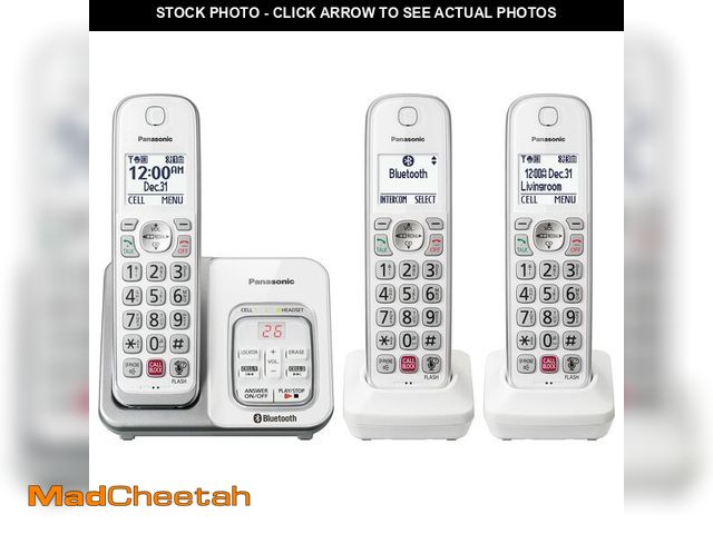 Lot 74-13628668 - Panasonic Cordless Phone with Answering Machine, Link2Cell Bluetooth Home Phones, Voice Assistant an...