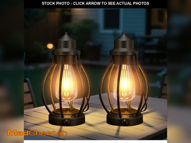 Lot 74-14057132 - Battery-Powered LED Lanterns Vintage Lights for Camping, 2 Pack Rechargeable Lantern with Dimmerble ...