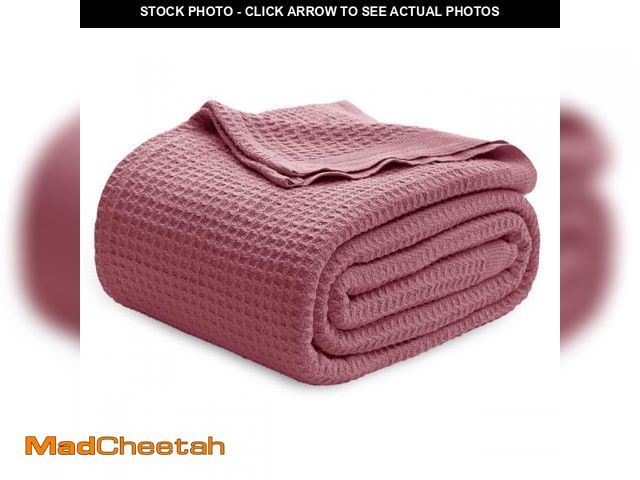 Lot 74-11547084 - Bedsure 100% Cotton Blanket Queen Size for Bed - Breathable and Soft, Waffle Weave Blanket for Summe...