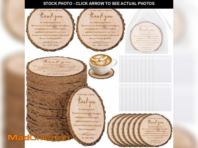 Lot 74-14427442 - Hushee 200 Pcs Wedding Favors for Guests Natural Cork Coasters Bulk with Organza Bags Rustic Wedding...