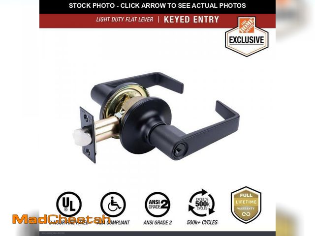 Lot 74-12421437 - Universal Hardware Light Duty Commercial Entry Lever, ADA, UL 3-Hour Fire, ANSI Grade 2, Matte Black...
