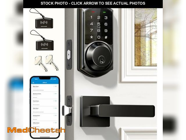 Lot 74-13631448 - Veise VE06-L Smart Locks with 2 Lever Handle Set, App Control, Keyless Entry Deadbolt for Front Door...