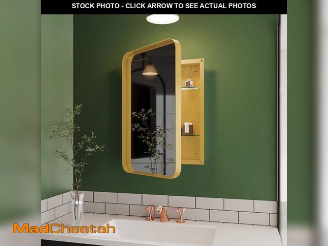Lot 74-14275081 - WELLFOR 16 in. W x 24 in. H Rectangular Metal Medicine Cabinet with Mirror and Adjustable Shelves in...