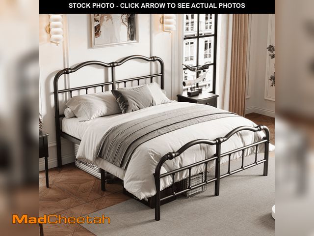 Lot 74-13101564 - ULIESC King Size Platform Bed Frame with Headboard and Footboard, 14 Inch High, Heavy Duty Metal Pla...