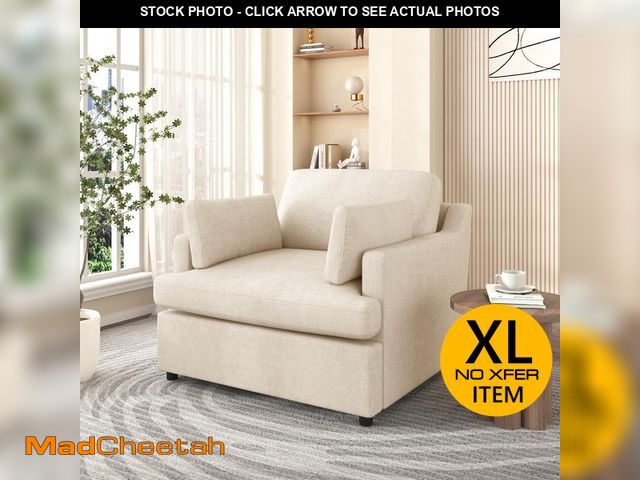 Lot 74-12745481 - CHRISTOPHER KNIGHT HOME Beige Oversized Polyester Accent Arm Chair with 2-Comfortable Armrest Cushio...