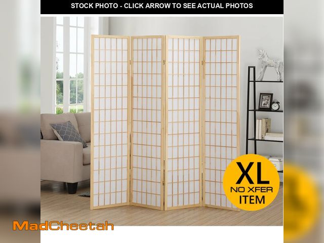 Lot 74-12786453 - Roundhill Furniture Oriental Shoji 4 Panel Screen Room Divider, Natual - UNUSED