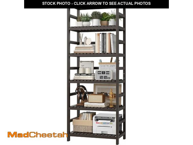 Lot 74-13835858 - FOTOSOK 6-Tier Bamboo Shelf, Bamboo Bookcase with Adjustable Shelves, Free Standing Storage Shelf Un...
