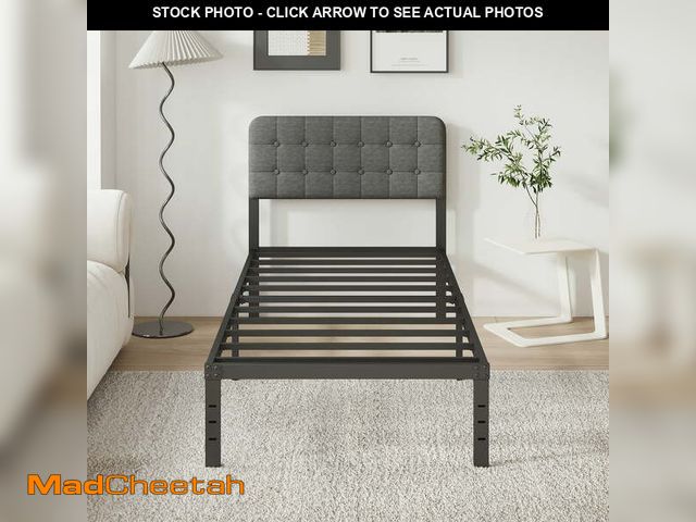 Lot 74-12803752 - Maenizi Twin XL Bed Frames with Upholstered Headboard, 16 Inch Twin XL Metal Bed Frame No Box Spring...