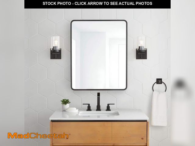 Lot 74-12997584 - Glacier Bay 24 in. W x 30 in. H Rounded Corner Rectangular Matte Black Medicine Cabinet with Mirror ...