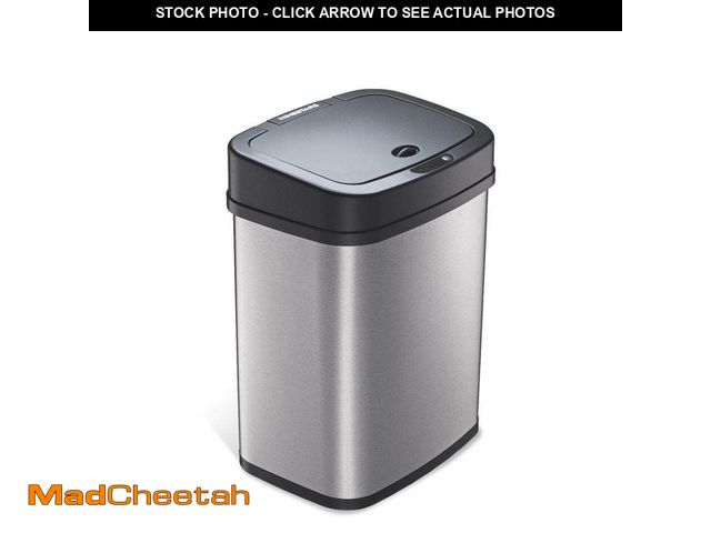 Lot 74-12465289 - NINESTARS 3 Gal. Stainless Steel Rectangular Shape Motion Sensor Metal Household Trash Can - UNUSED
