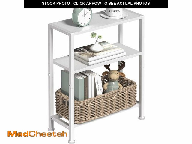 Lot 74-13044536 - (MISSING HARDWARE) Homedawn Narrow Side Table for Small Space, 2-Tier Small End Table with Shelf Hol...