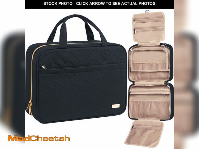 Lot 74-13546551 - NISHEL Travel Toiletry Bag for women, Portable Hanging Organizer for Family-Sized Shampoo, Condition...