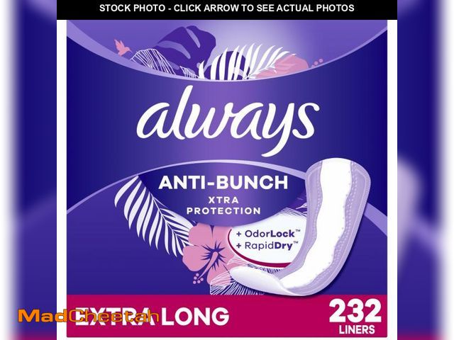 Lot 74-11546157 - Always Anti-Bunch Xtra Protection Daily Liners, Extra Long Length, Unscented, 116 Count x 2 (232 Cou...