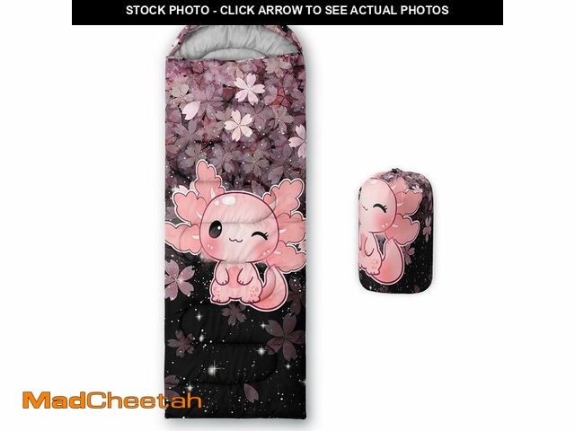Lot 74-14152018 - QOOMO Axolotl Cherry Blossom Printed Camping Sleeping Bags,3 Season Warm &amp; Cool Weather,Lightwei...