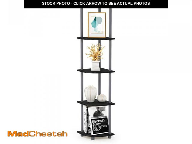 Lot 74-12114898 - Furinno Turn-N-Tube 5 Tier Corner Display Rack Multipurpose Shelving Unit, 1-Pack, Black/Grey - UNUS...