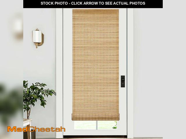 Lot 74-14435842 - LazBlinds No Tools No Drill Bamboo Roller Shades, Cordless Bamboo Blinds, Light Filtering Roll Up Bl...