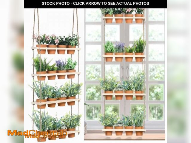 Lot 74-11977861 - FillTouch 4 Tiered Window Plant Shelves Hanging Herb Planter Indoor Display with 16 Pcs Flower Pots ...