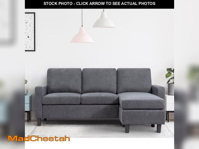 Lot 74-12088221 - Walsunny Convertible Sectional Sofa Couch L-Shaped Couch with Modern Linen Fabric for Small Space(Da...