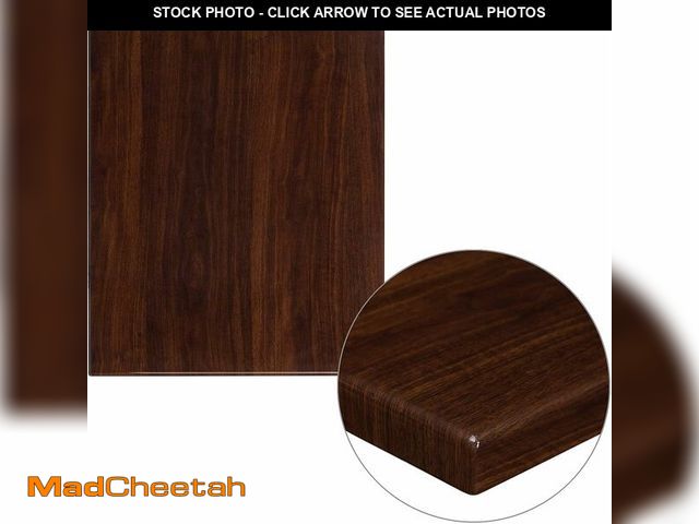 Lot 74-12633022 - Flash Furniture Glenbrook 24" x 30" Rectangular High-Gloss Walnut Resin Table Top with 2" Thick Edge...