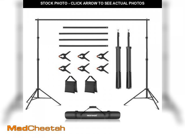 Lot 74-12419642 - Neewer Photo Studio Backdrop Support System, 10ft/3m Wide 6.6ft/2m High Adjustable Background Stand ...