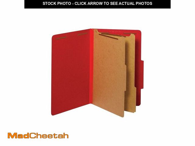 Lot 74-13801351 - Pendaflex Classification Folders, Standard, 2 Dividers, Embedded Fasteners, 2/5 Cut Tab, Bright Red,...