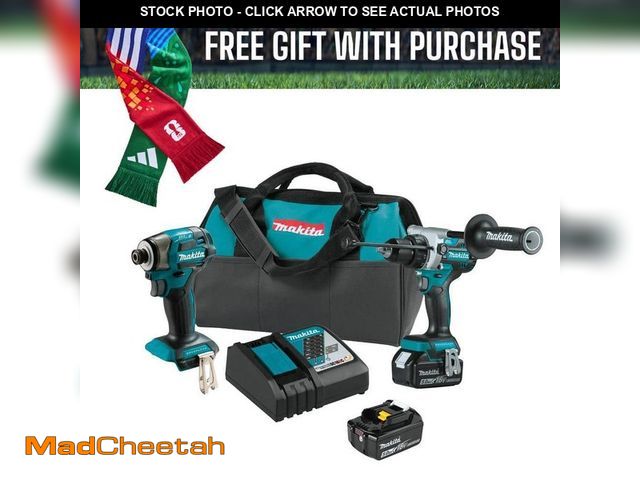 Lot 74-14112528 - Makita 18-Volt LXT Lithium-ion Brushless Cordless 2-piece Combo Kit (Hammer Drill/ Impact Driver) 5....