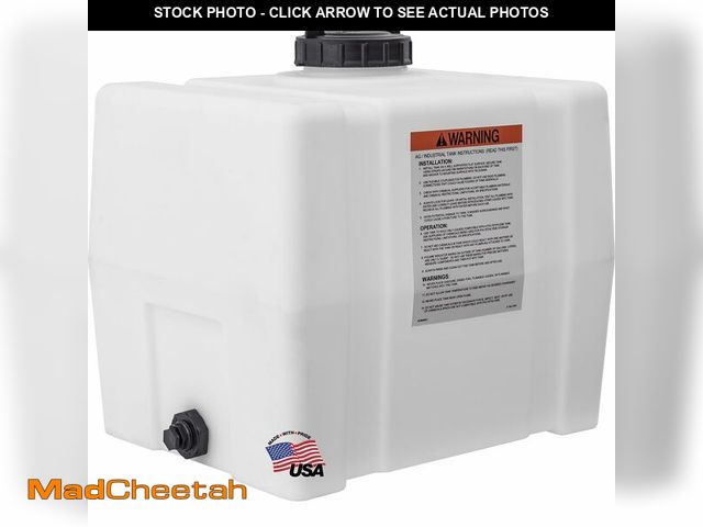 Lot 74-13673183 - RomoTech 82123909 Horizontal Square Reservoir Water Tank, 30 Gallon, Made In USA, Natural Poly Tank ...