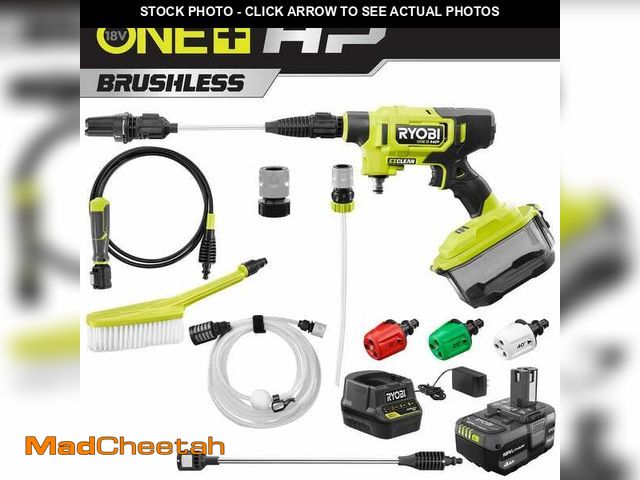 Lot 74-12465410 - RYOBI ONE+ HP 18-Volt Brushless EZClean 600 PSI 0.7 GPM Cordless Electric Power Cleaner w/ 4.0Ah Bat...