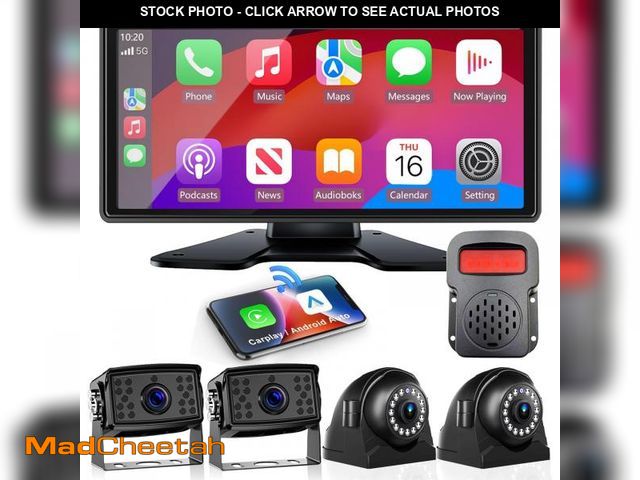 Lot 74-12220344 - RV Backup Camera with Carplay Android Auto for RV Horse Trailer Semi Box Truck,1080P HD 4 Splits 10....